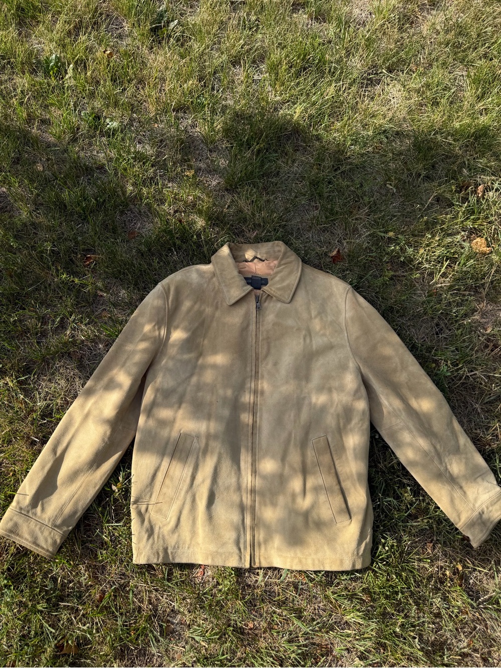 Vintage 90s Y2K Banana Republic Tan Suede Harrington Leather Jacket M